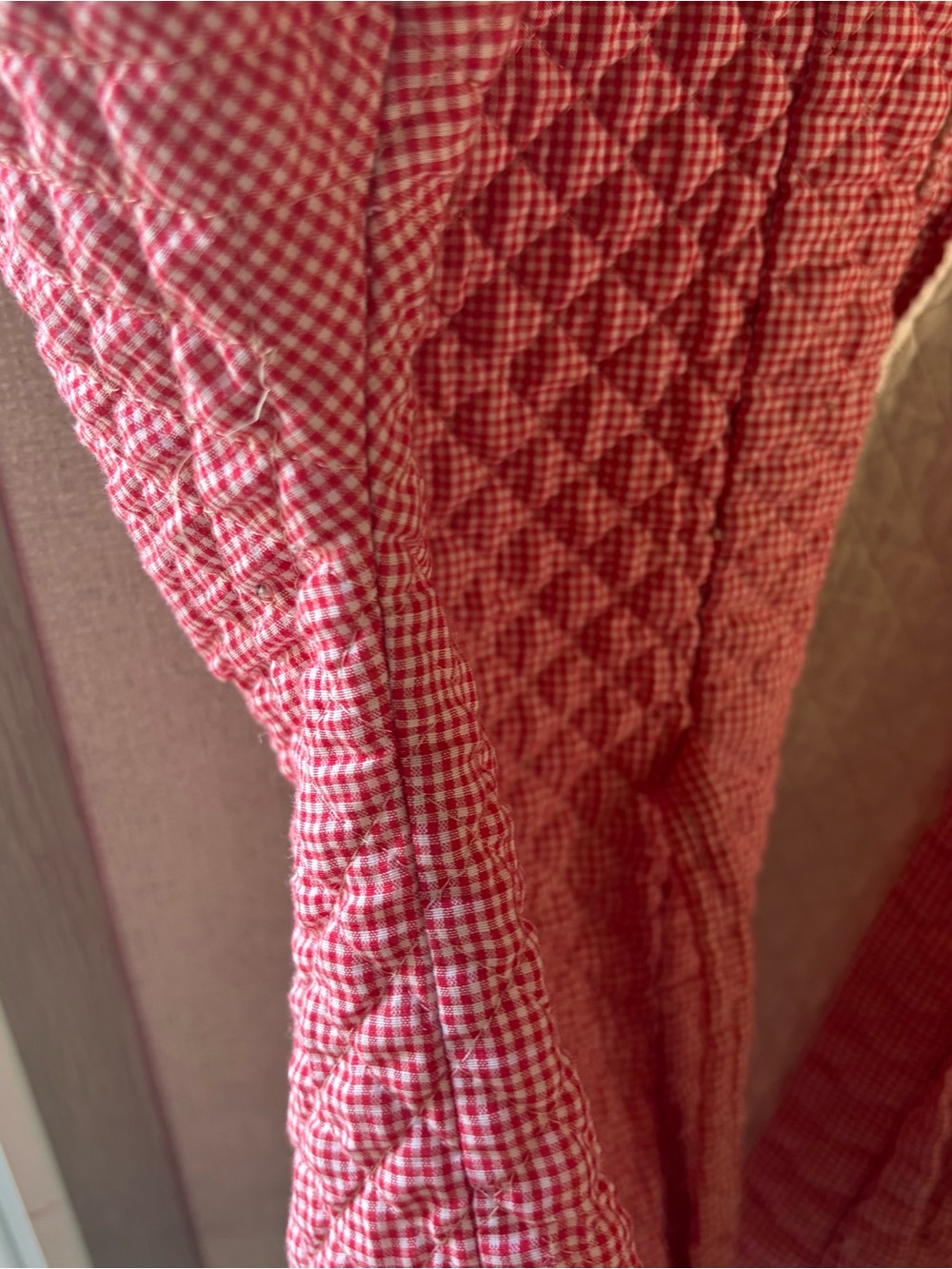 Homemade Quilted Red Check Open Front Jacket - Picture 7 of 10